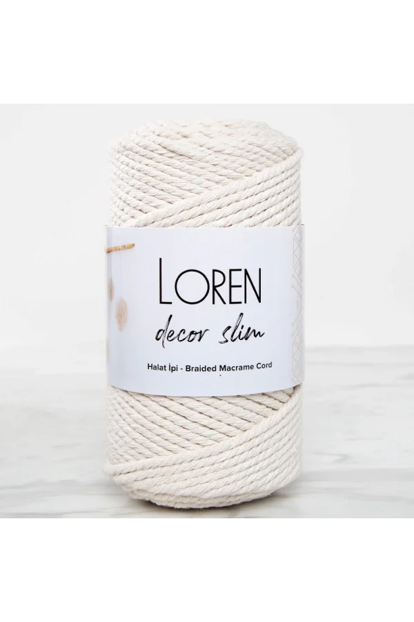 Loren Decor Slim 3 Büküm Makrome İpi Krem - L002