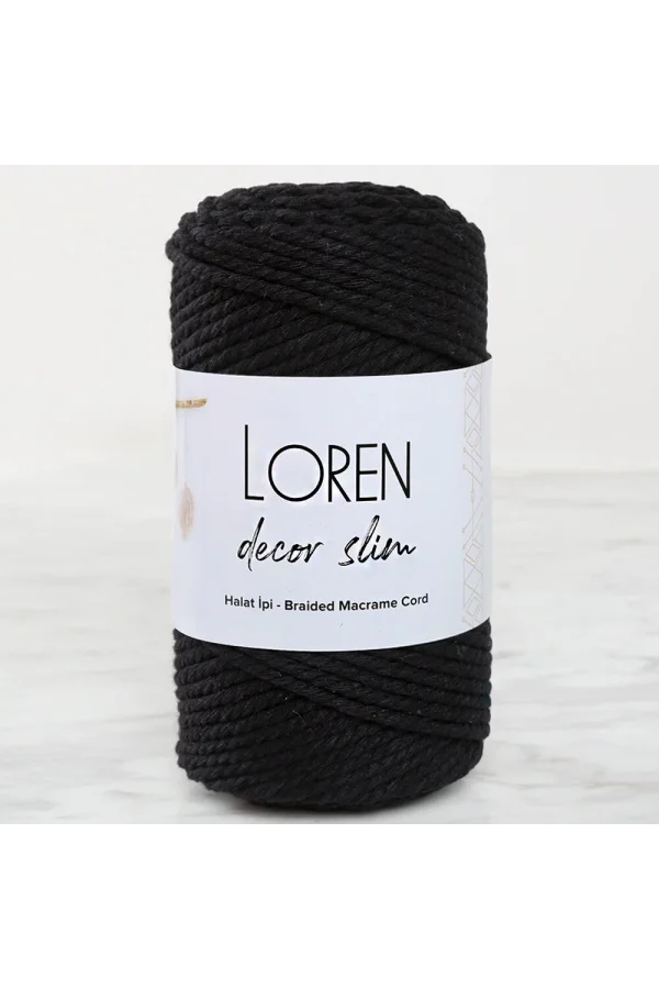 Loren Decor Slim 3 Büküm Makrome İpi Siyah - L006