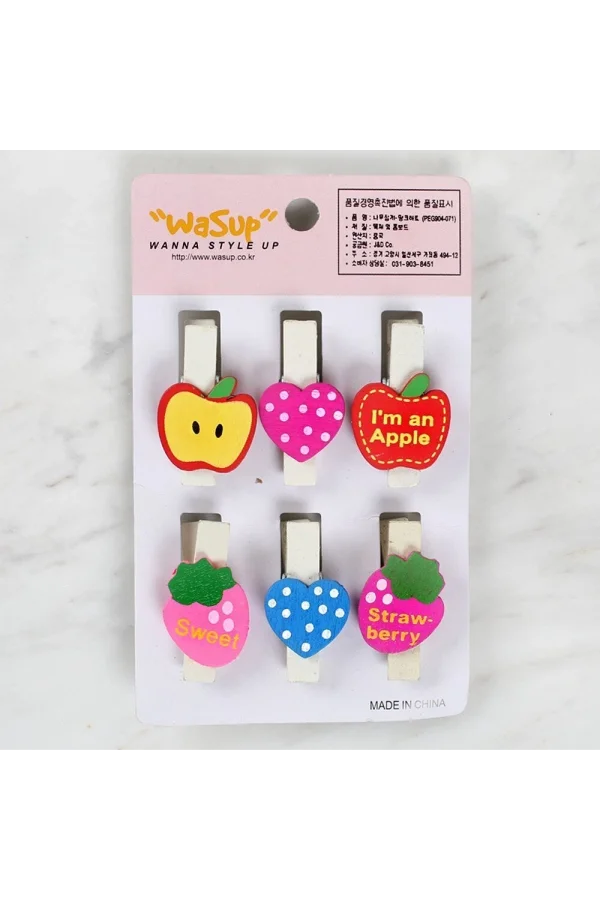 Loren Dekoratif Kalp Ve Meyve Desenli Mandal 6lı