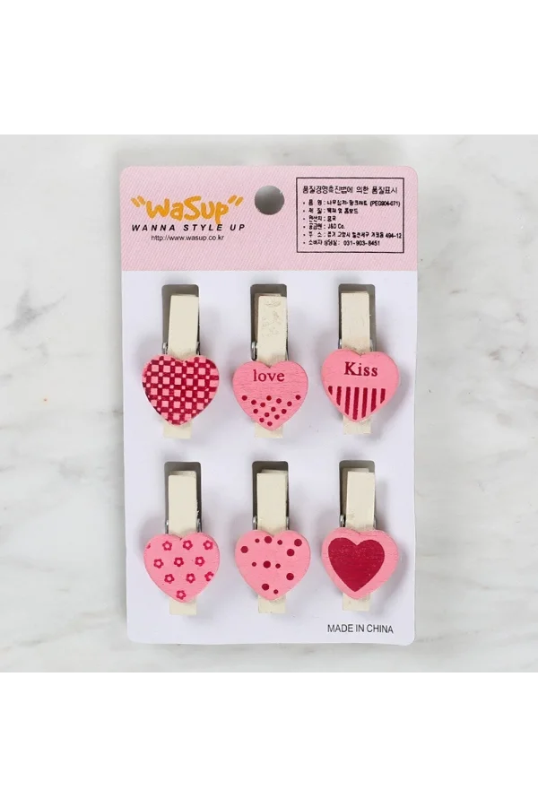 Loren Dekoratif Pembe Kalp Desenli Mandal 6lı