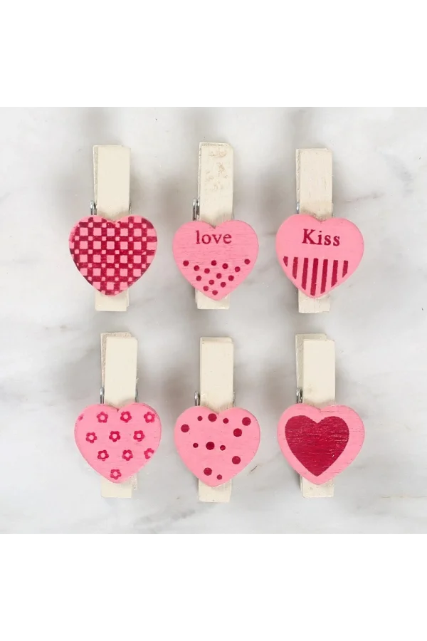 Loren Dekoratif Pembe Kalp Desenli Mandal 6lı