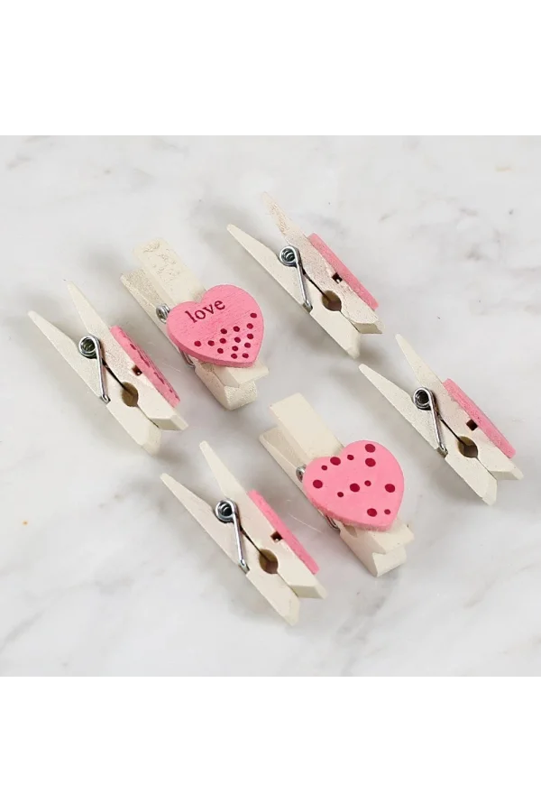 Loren Dekoratif Pembe Kalp Desenli Mandal 6lı