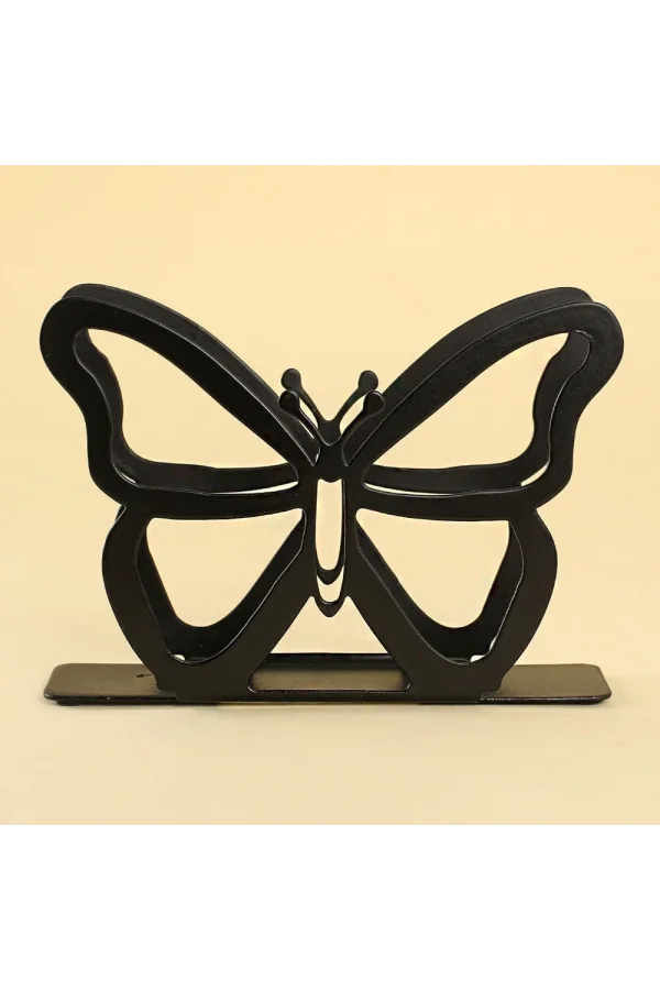 Loren Home Kelebek Siyah Metal Peçetelik