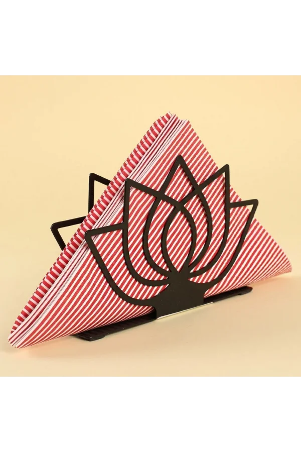 Loren Home Lotus Siyah Metal Peçetelik