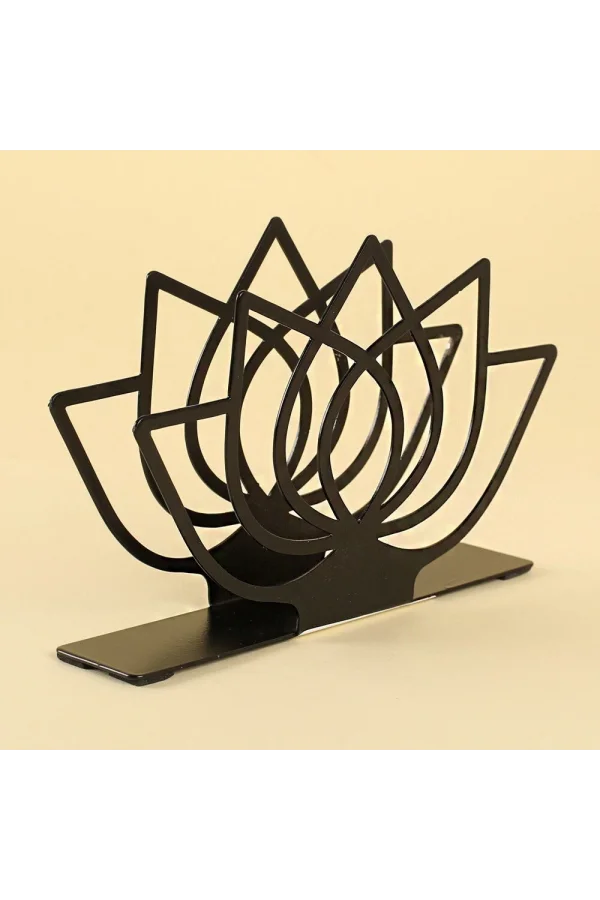 Loren Home Lotus Siyah Metal Peçetelik
