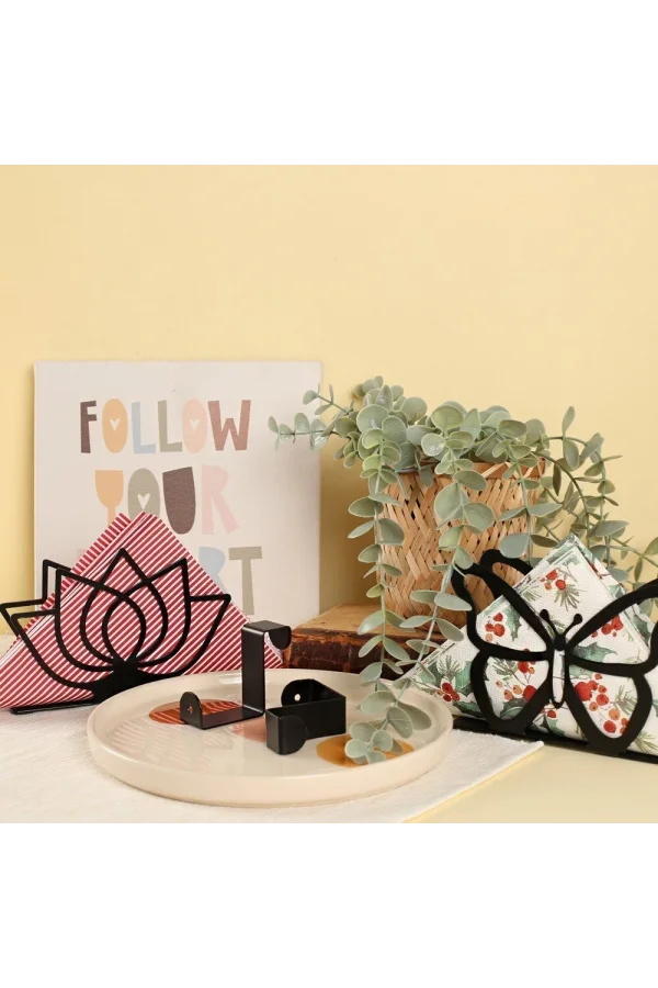 Loren Home Prizma Siyah Metal Peçetelik