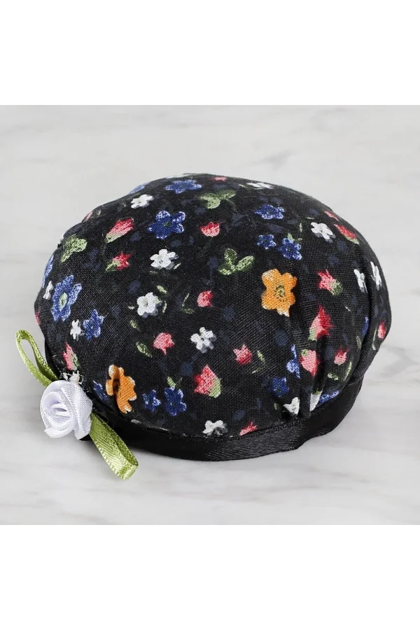 Loren Kola Takılabilir İğnedenlik Siyah Çİçekli