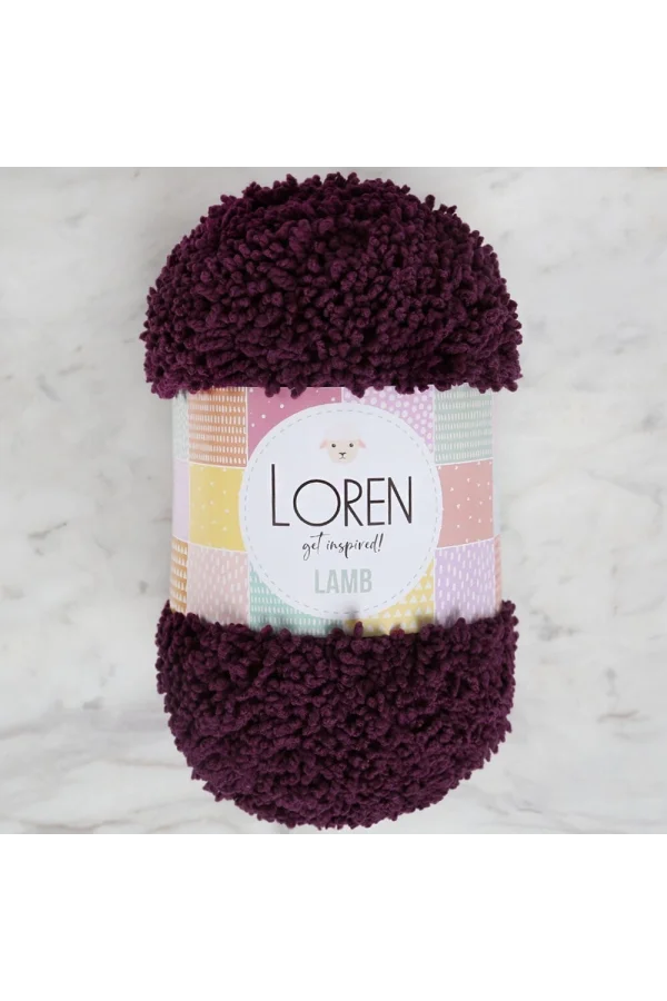 Loren Lamb Patlıcan Moru El Örgü İpi - R015