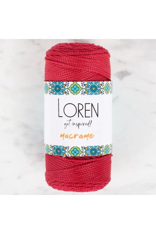 Loren Macrame Koyu Kırmızı El Örgü İpi - RM 0105 - 34345