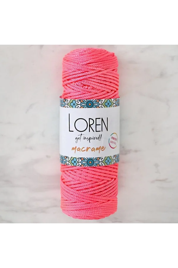 Loren Macrame Neon Pembe El Örgü İpi - L116