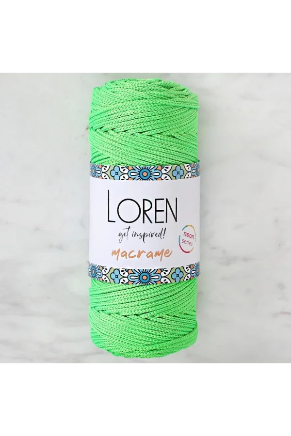 Loren Macrame Neon Yeşil El Örgü İpi - L115