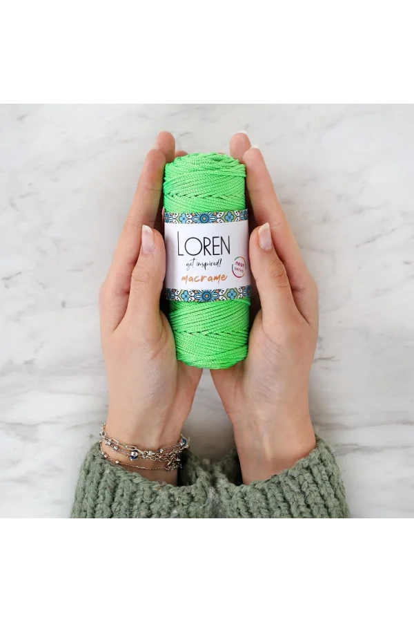 Loren Macrame Neon Yeşil El Örgü İpi - L115