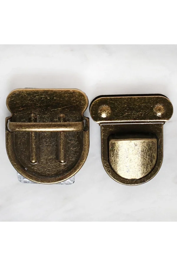 Loren Metal Çanta Kilidi Büyük Antik Sarı