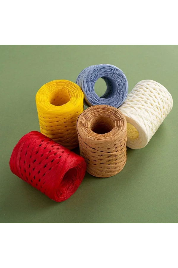 Loren Natural Raffia 90 gr Haki Yeşil Kağıt İp - 8