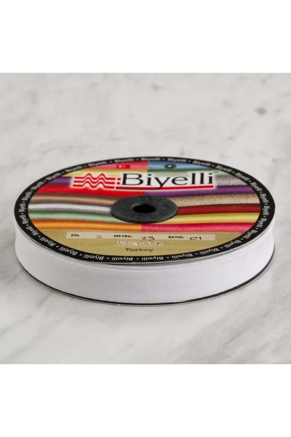 Loren Pamuk Beyaz Katlı Biye -1