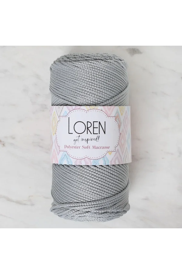 Loren Polyester Soft Macrame Açık Gri El Örgü İpi - LM036 - 34441