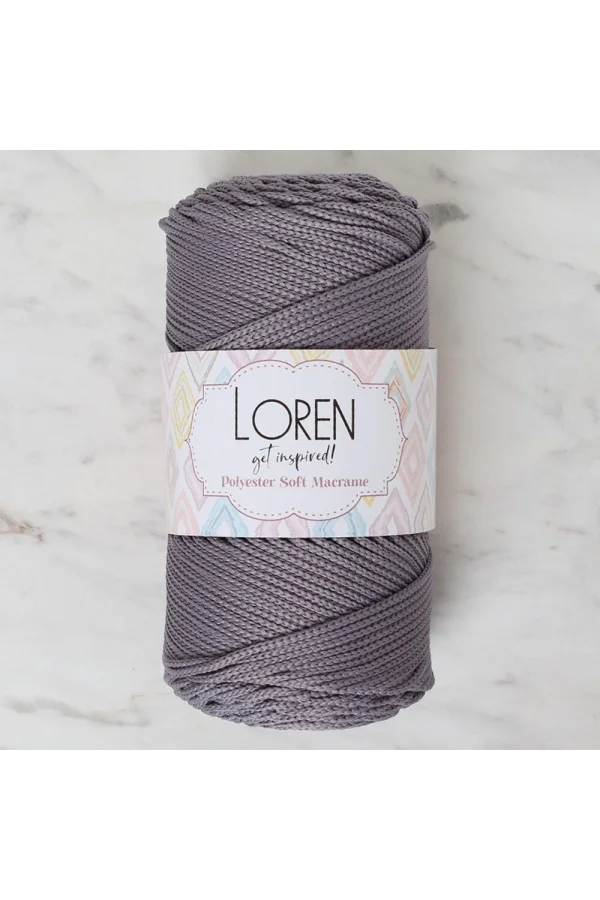 Loren Polyester Soft Macrame Gri El Örgü İpi - LM050 - 34448
