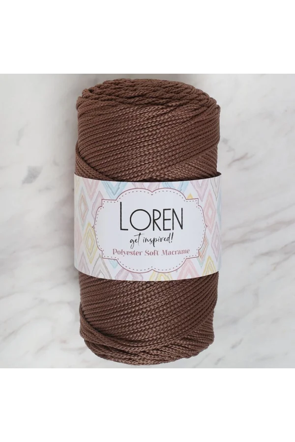 Loren Polyester Soft Macrame Kahverengi El Örgü İpi - LM032 - 34438