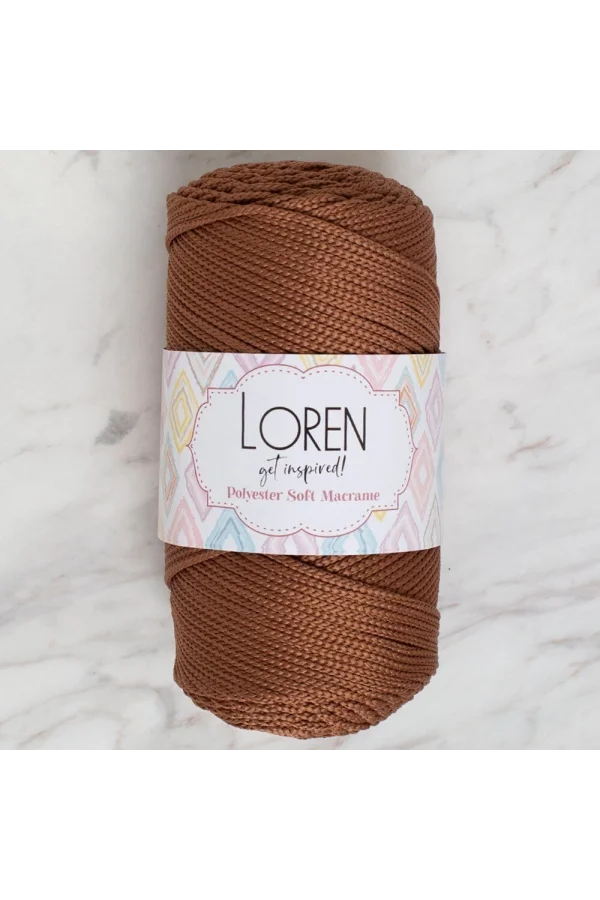 Loren Polyester Soft Macrame Kahverengi El Örgü İpi - LM033 - 34439