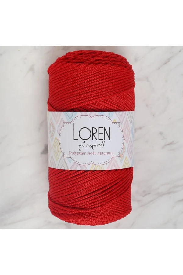 Loren Polyester Soft Macrame Kırmızı El Örgü İpi - LM019 - 34432