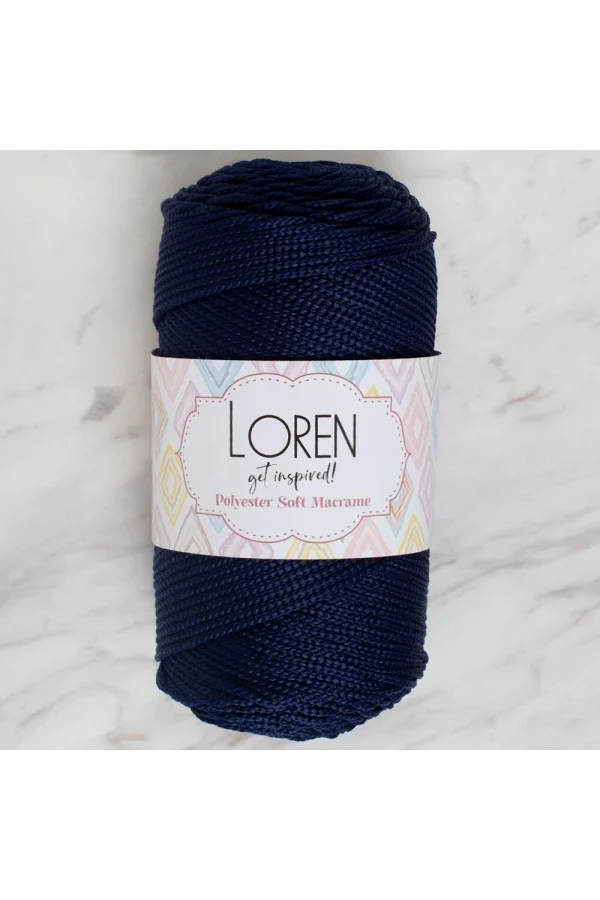 Loren Polyester Soft Macrame Koyu Lacivert El Örgü İpi - LM030 - 34436