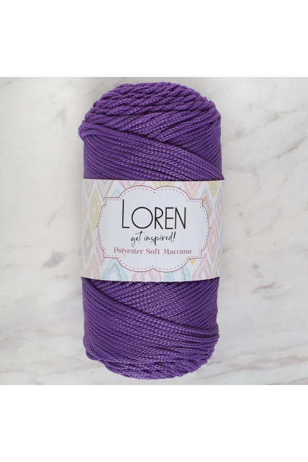 Loren Polyester Soft Macrame Koyu Mor El Örgü İpi - LM025 - 34434