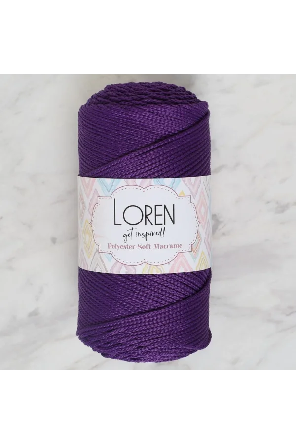 Loren Polyester Soft Macrame Koyu Mor El Örgü İpi - LM037 - 34442