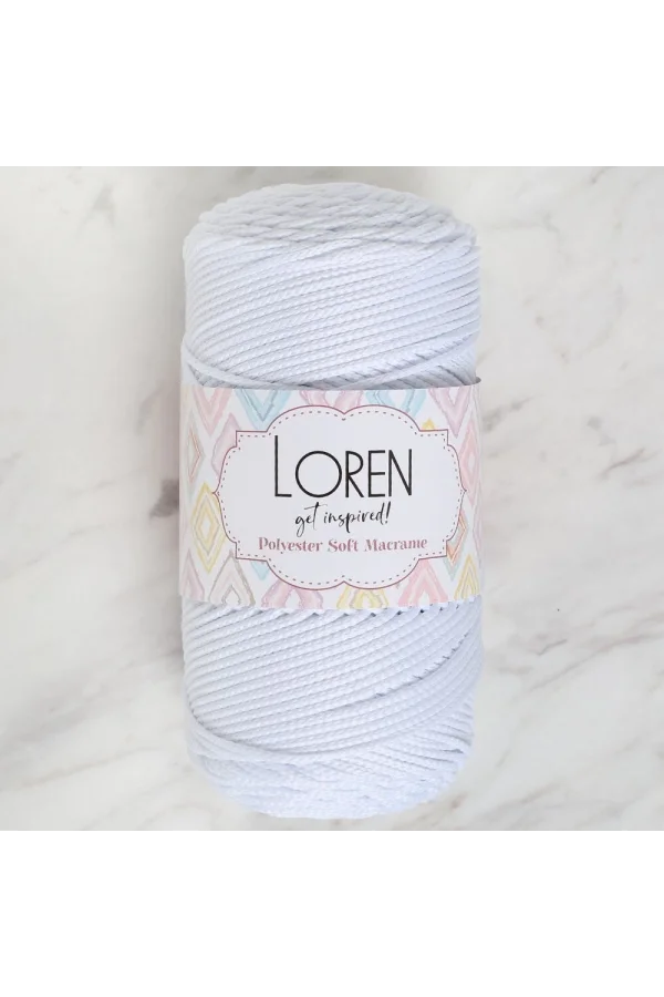 Loren Polyester Soft Macrame Optik Beyaz El Örgü İpi - LM001 - 34426