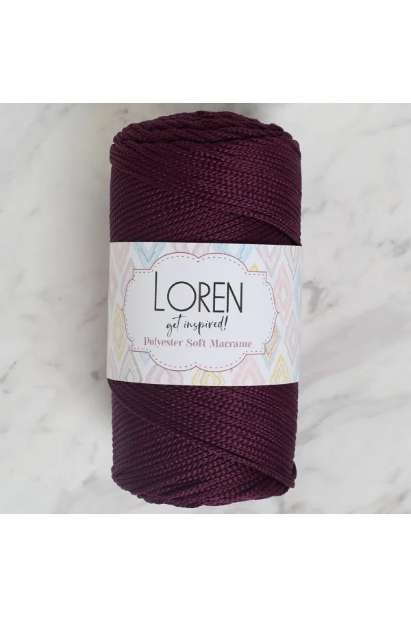 Loren Polyester Soft Macrame Patlıcan Moru El Örgü İpi - LM038 - 34443