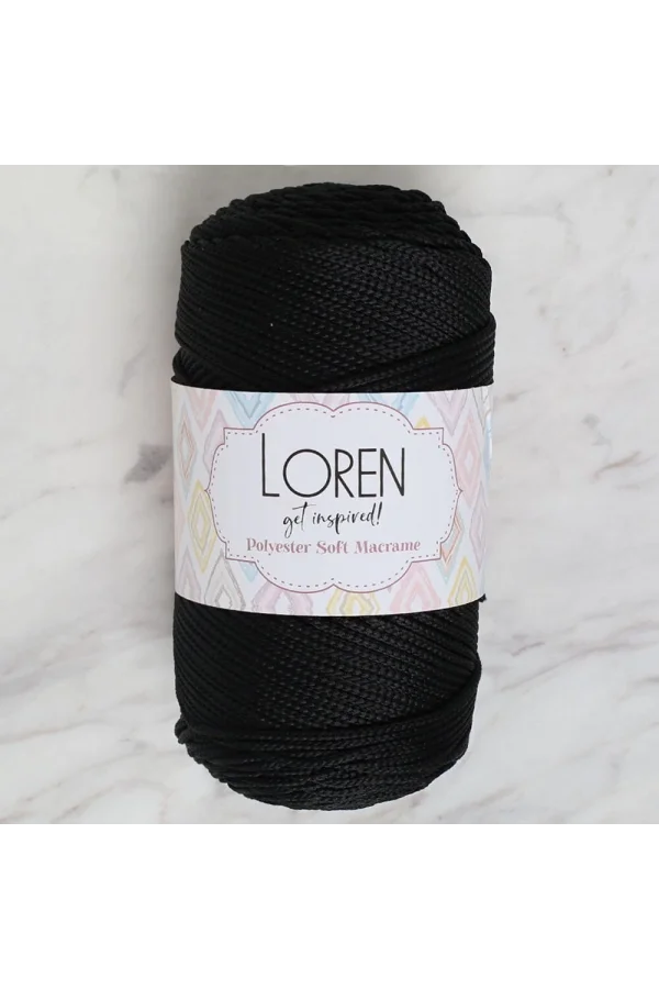 Loren Polyester Soft Macrame Siyah El Örgü İpi - LM040 - 34445