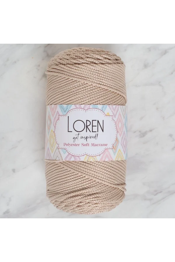 Loren Polyester Soft Macrame Taş Rengi El Örgü İpi - LM005 - 34428