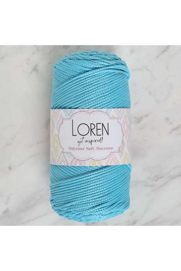 Loren Polyester Soft Macrame Turkuaz El Örgü İpi - LM045 - 34447