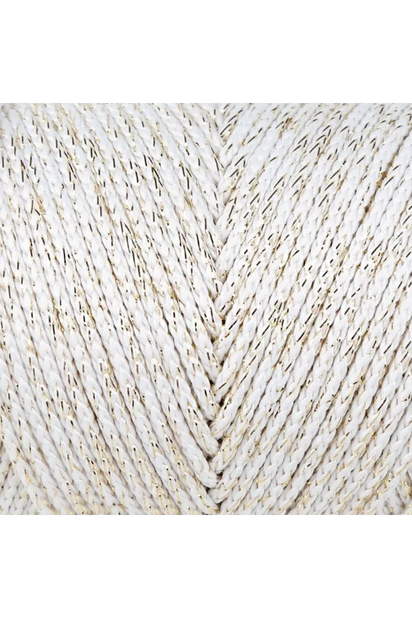 Loren Soft Star Makrome İpi Sarı Simli Krem RM103