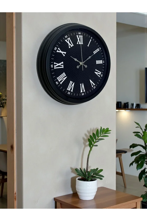 Luxury Black 40 Cm Metal Duvar Saati