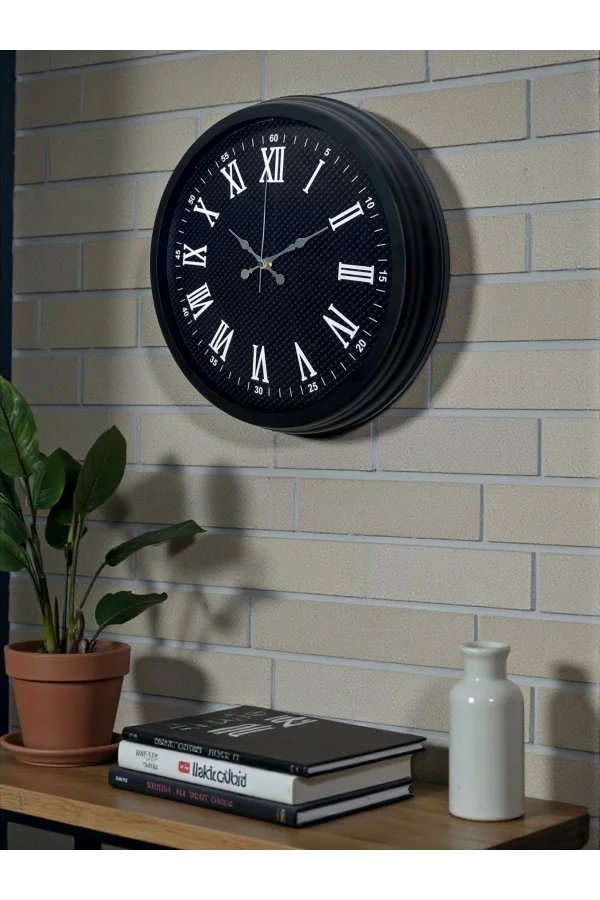 Luxury Black 40 Cm Metal Duvar Saati