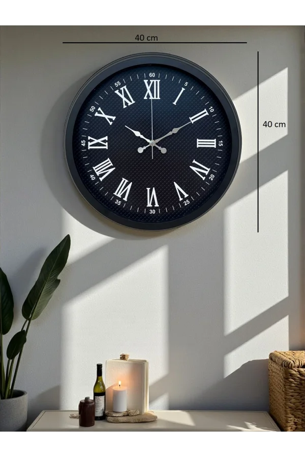 Luxury Black 40 Cm Metal Duvar Saati