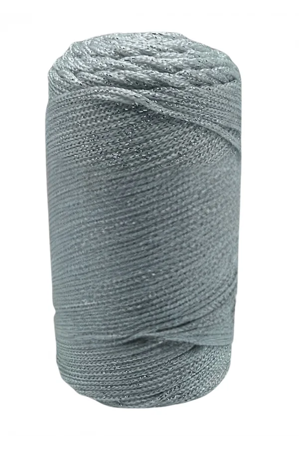 Makrome İpi 3 mm Polyester Gri Simli
