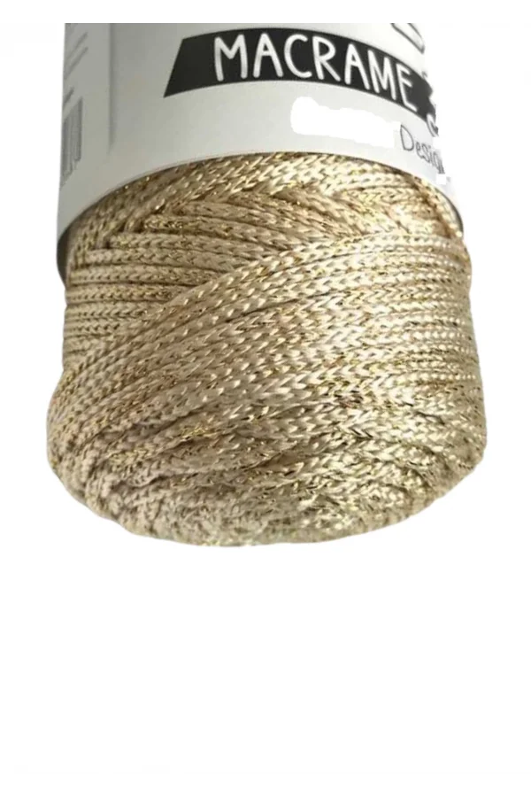 Makrome İpi 3mm Polyester Krem Simli