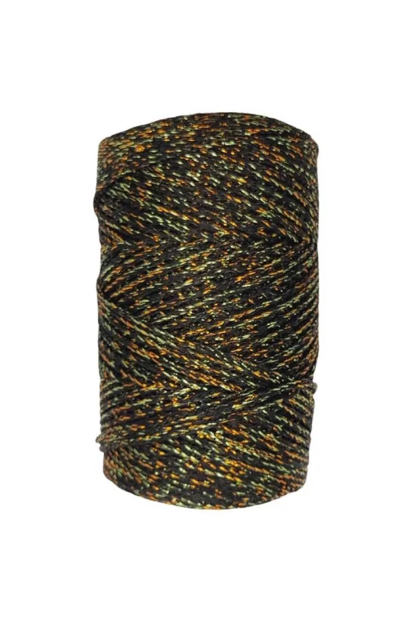 Makrome İpi 3mm  Polyester Siyah Altın Simli