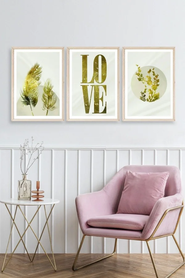 Manzara Üçlü Ahşap Çerçeveli Tablo