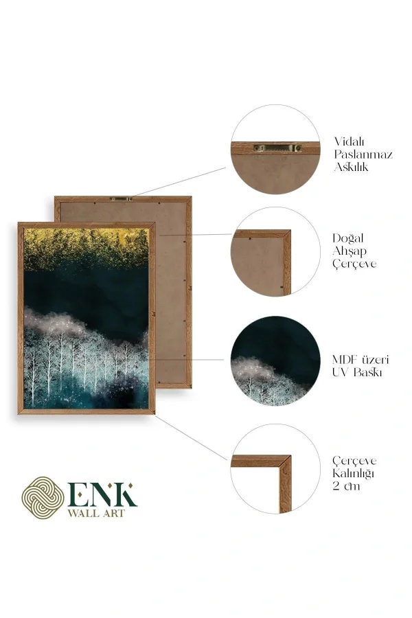 Manzara Üçlü Ahşap Çerçeveli Tablo