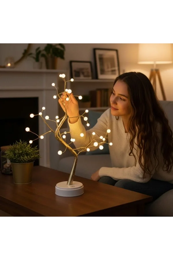 Masaüstü Boncuklu Şarjlı Ağaç Lamba