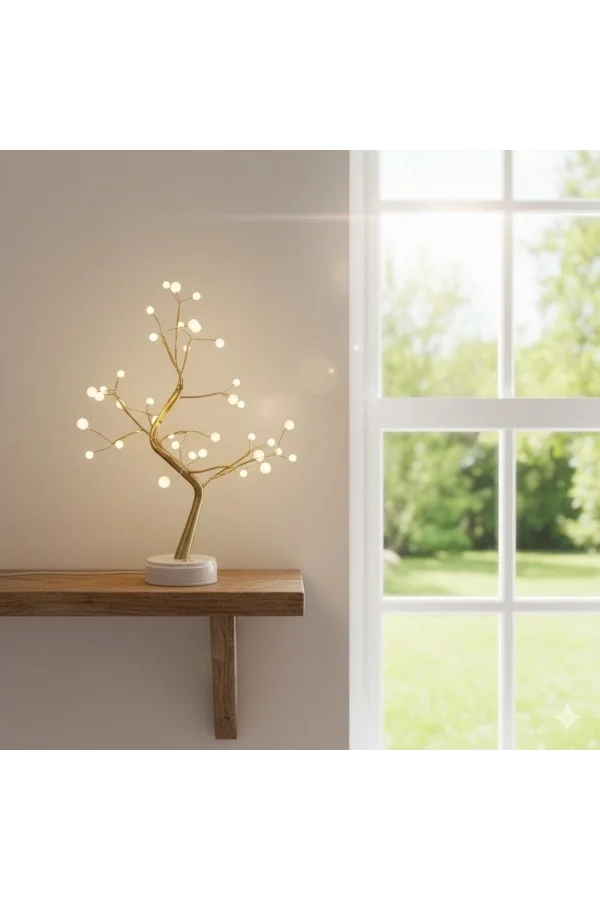 Masaüstü Boncuklu Şarjlı Ağaç Lamba