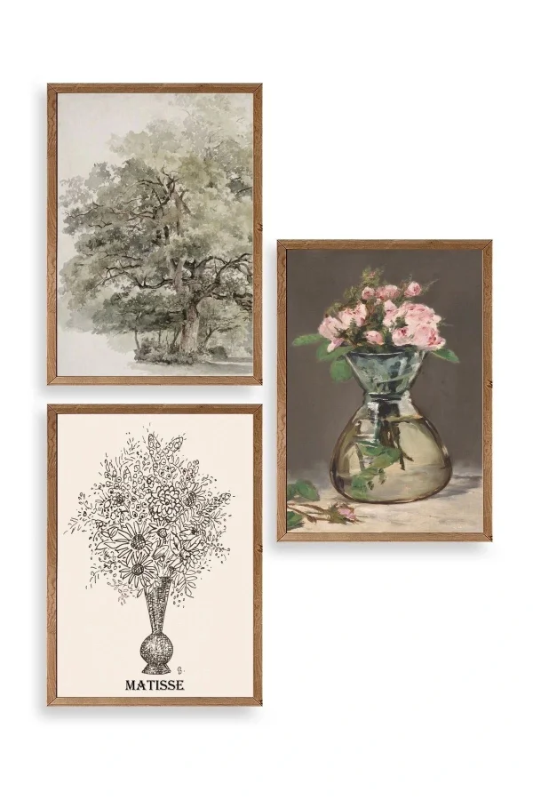 Matisse Üçlü Ahşap Çerçeveli Tablo