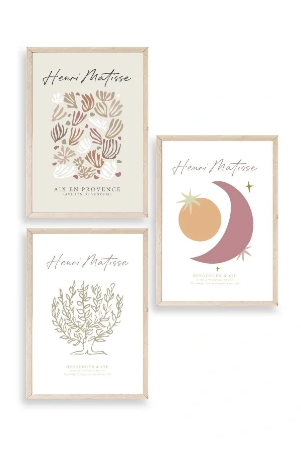 Matisse Üçlü Ahşap Çerçeveli Tablo