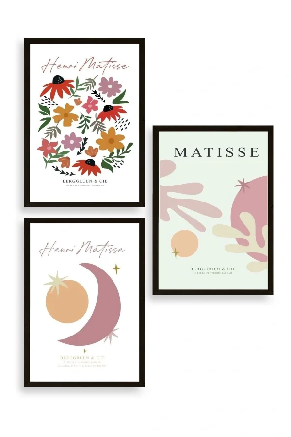 Matisse Üçlü Ahşap Çerçeveli Tablo