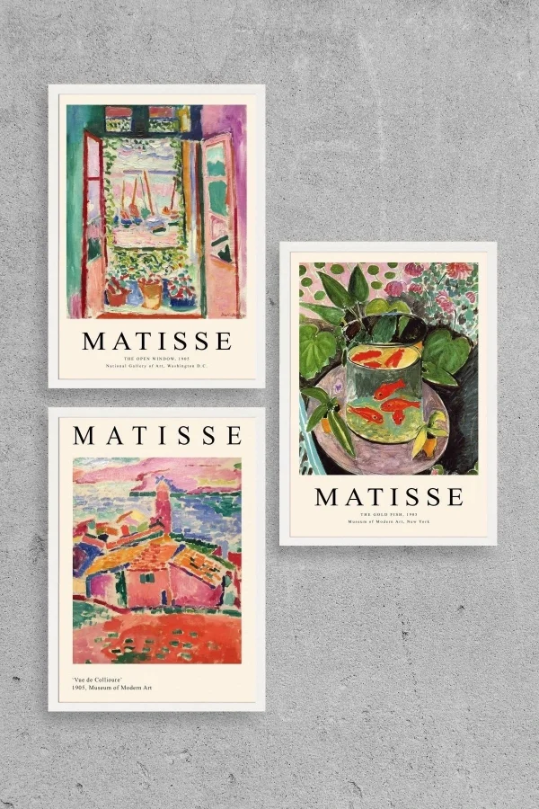 Matisse Üçlü Ahşap Çerçeveli Tablo