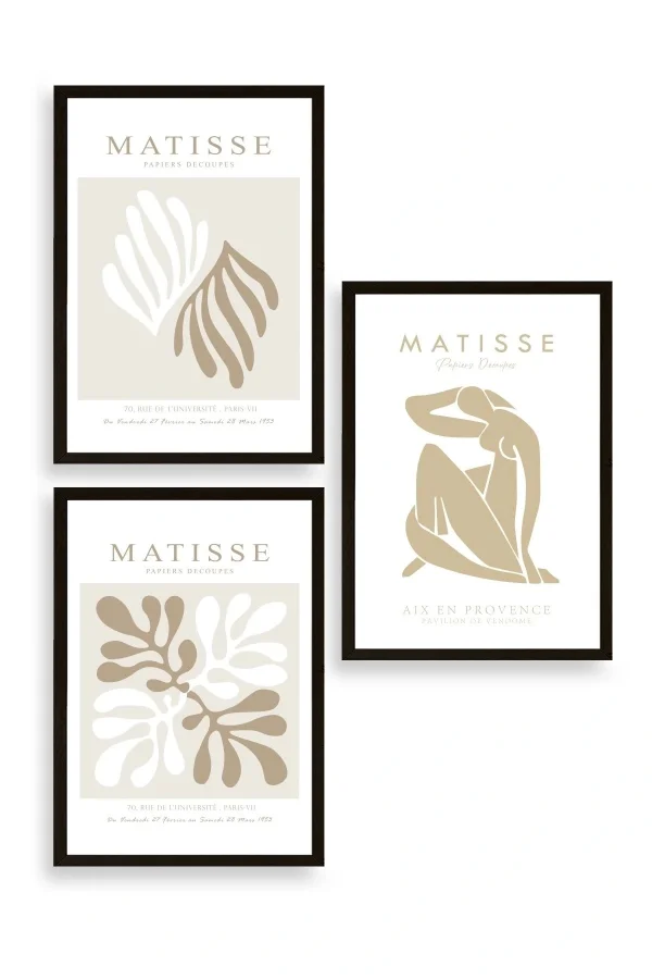 Matisse Üçlü Ahşap Çerçeveli Tablo