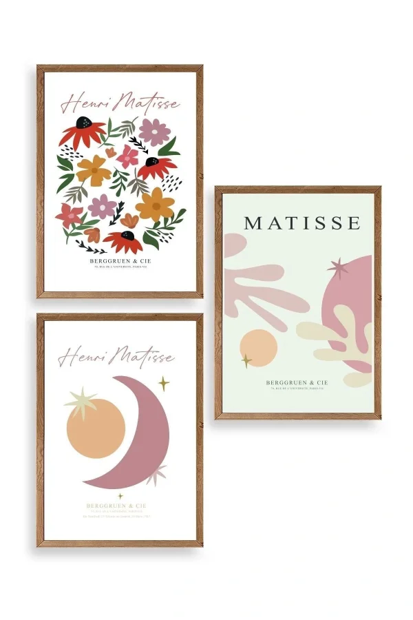 Matisse Üçlü Ahşap Çerçeveli Tablo