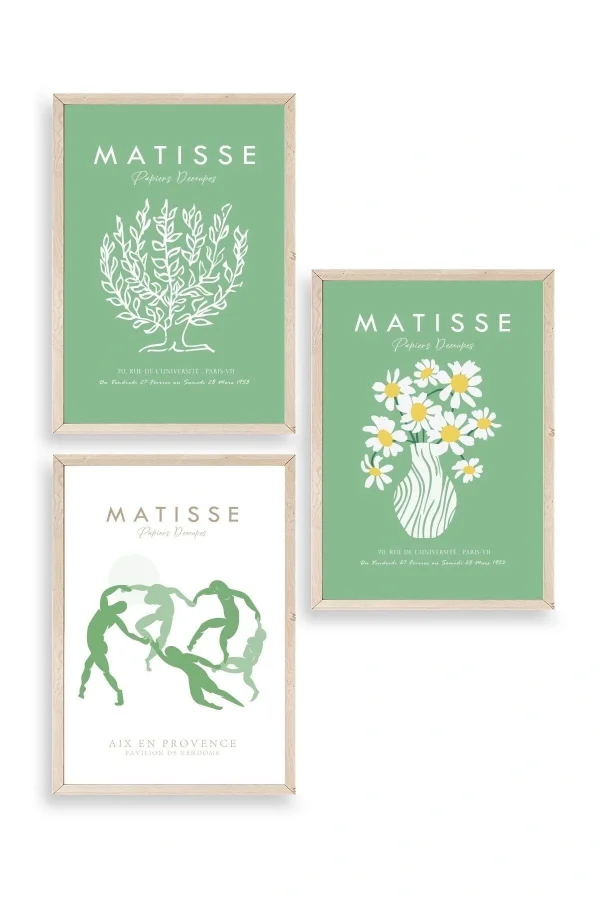 Matisse Üçlü Ahşap Çerçeveli Tablo